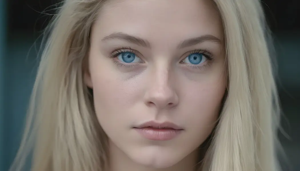 One Step Page. Upload Image, Default Blonde Women with Blue Eyes.