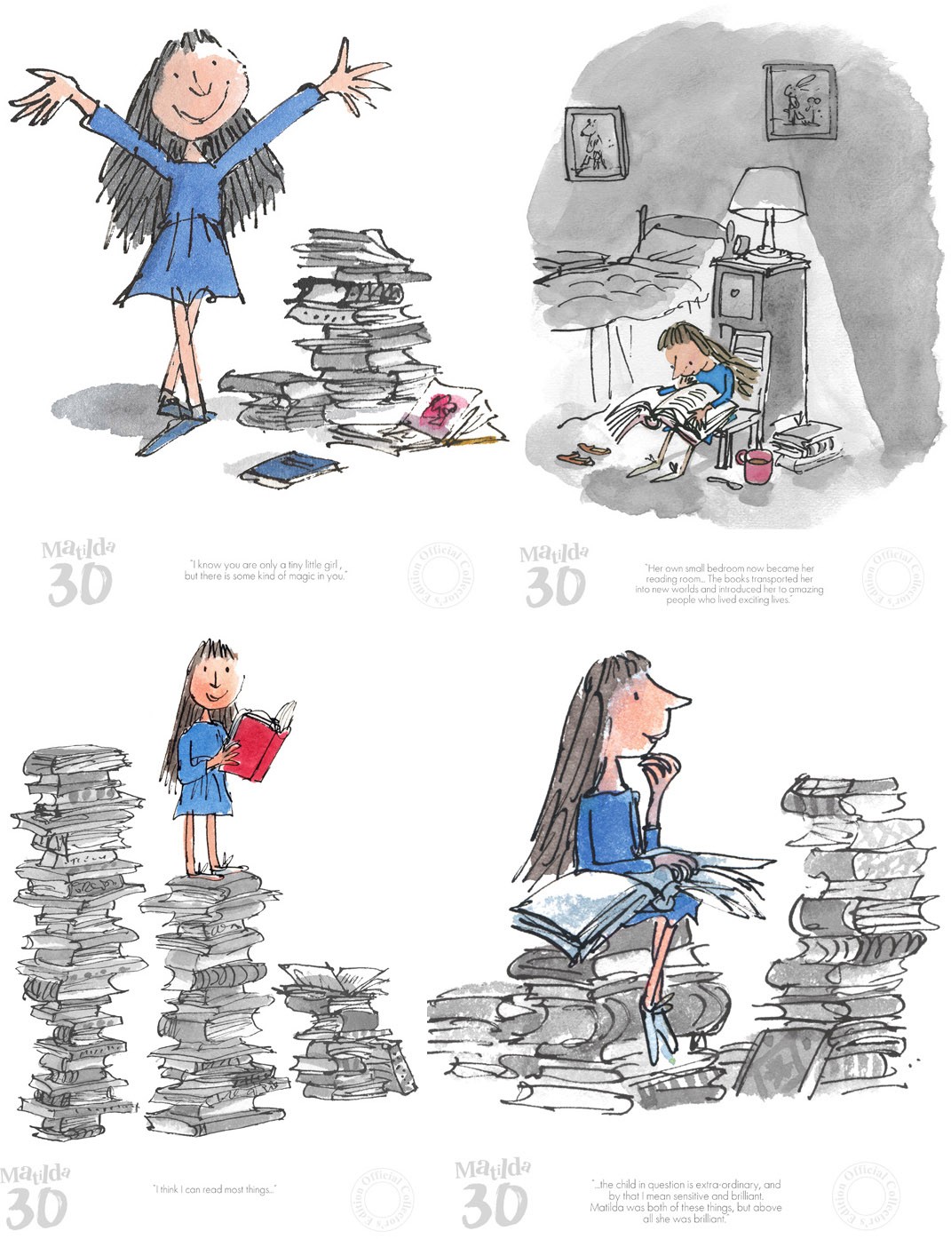 Set 88 Framed - Matilda 30th Editions Quentin Blake
